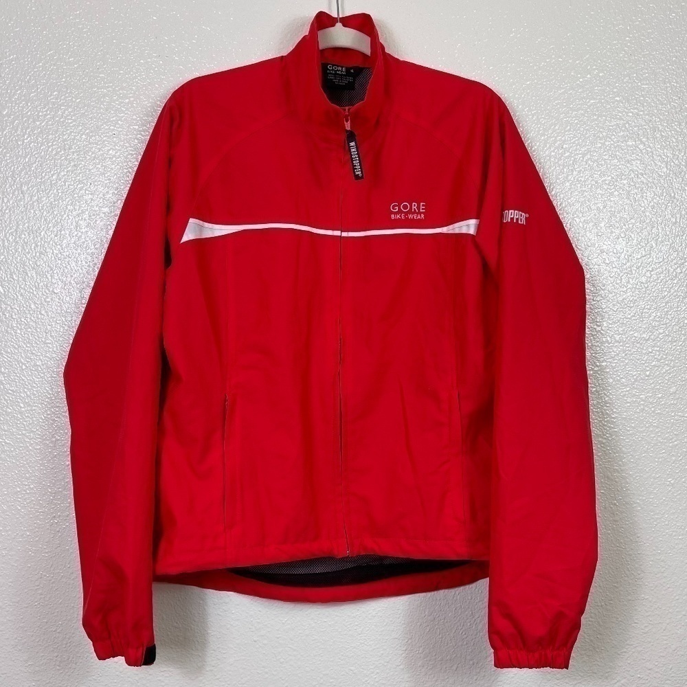 GORE Wear Wind Stopper Jacket Women's size XL Red & White Cyclist Activewear